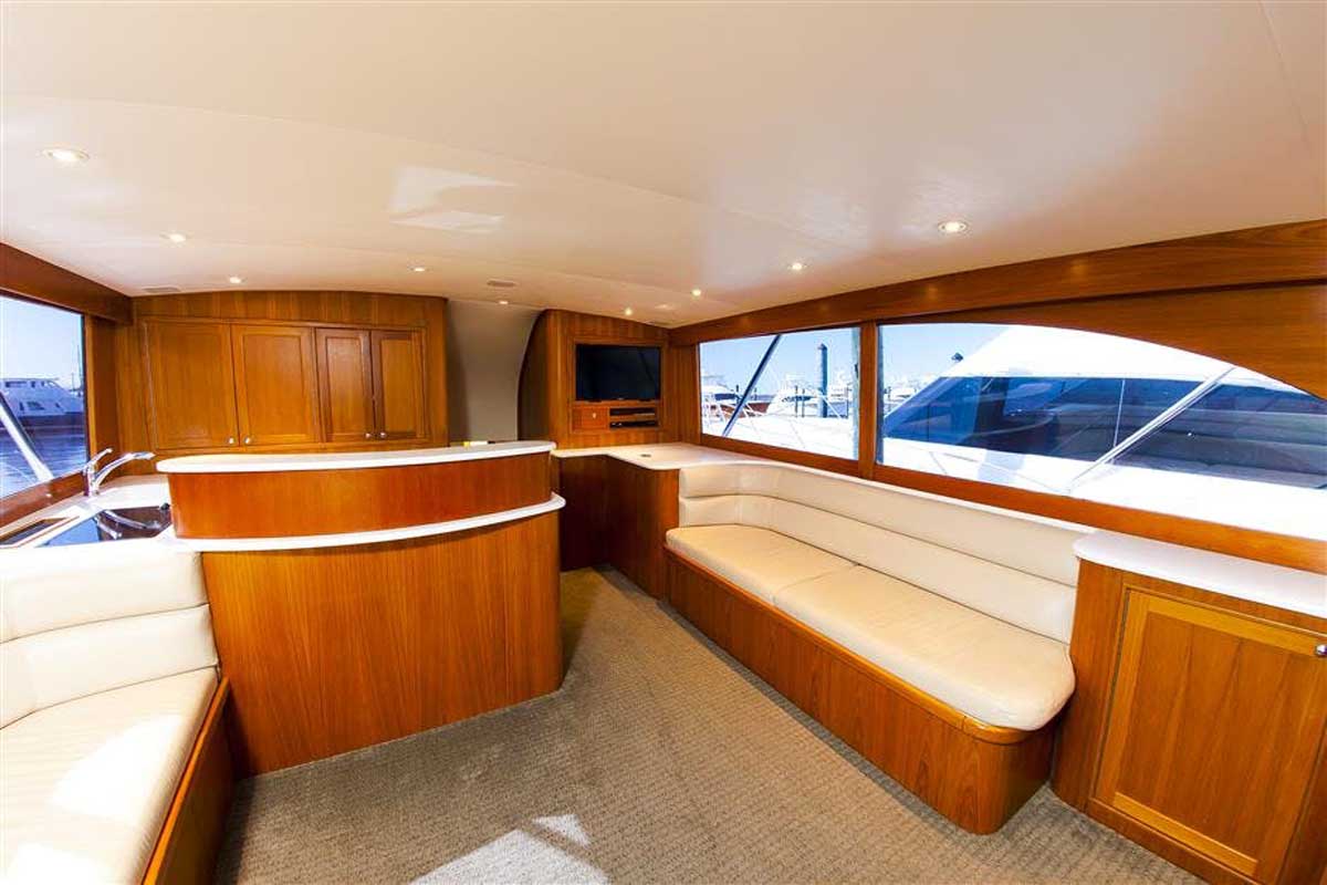 All in Sportfishing Charter Boat Interior lounge and bar area